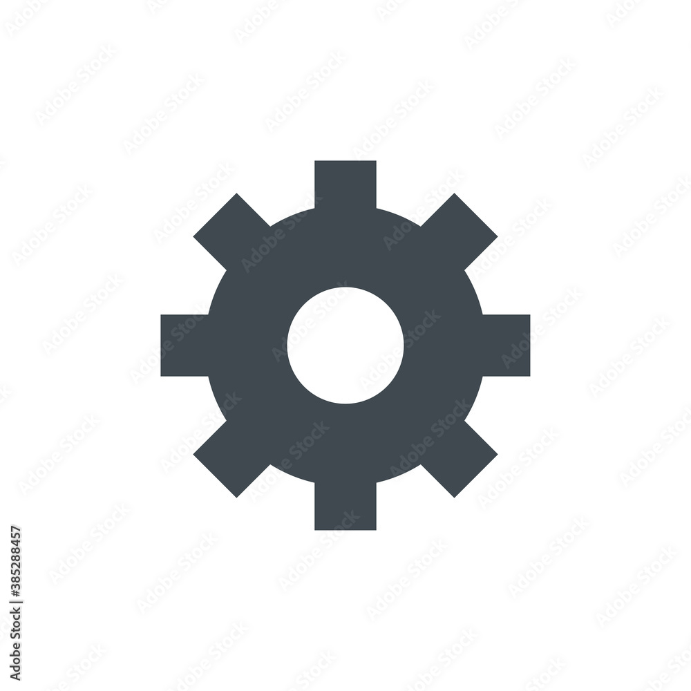 Cogwheel vector flat design icon. Symbol of industrial technology, settings and engineering.