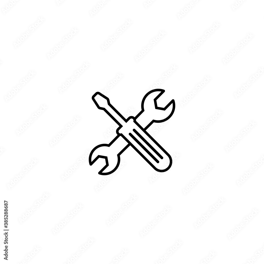 Screwdriver and Wrench Icon. Repair symbols vector
