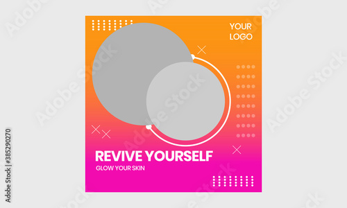 Minimalist gradient color Social medial post design, social media banner for beauty products, 