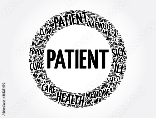 Patient word cloud collage, health concept background