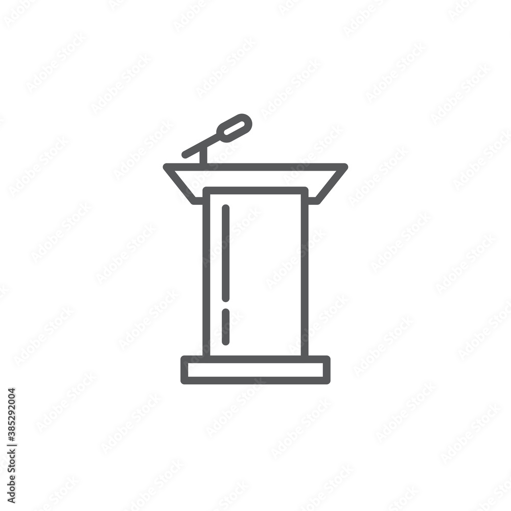 Podium with microphone vector icon symbol isolated on white background Podium with microphone vector icon symbol isolated on white background