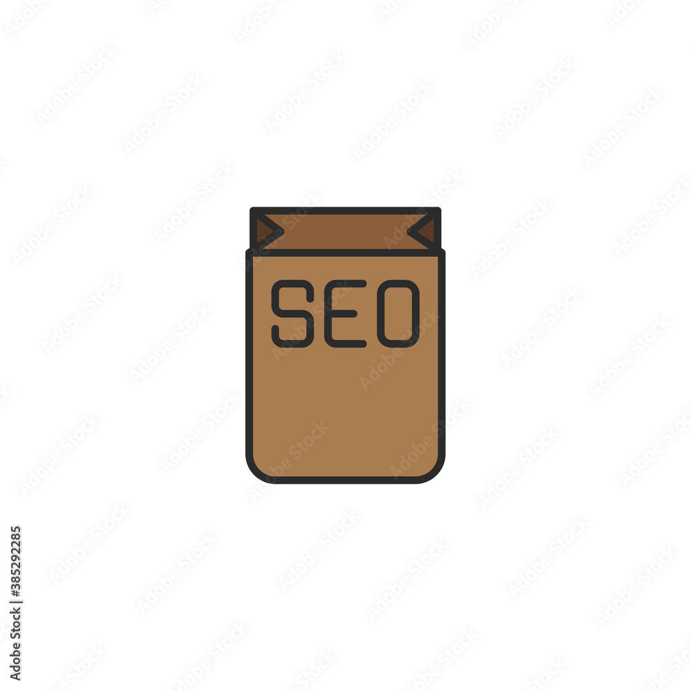 SEO package vector icon symbol isolated on white background