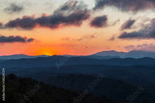 Amazing sunrise view from Beacon Heights Overlook  Linville  NC 