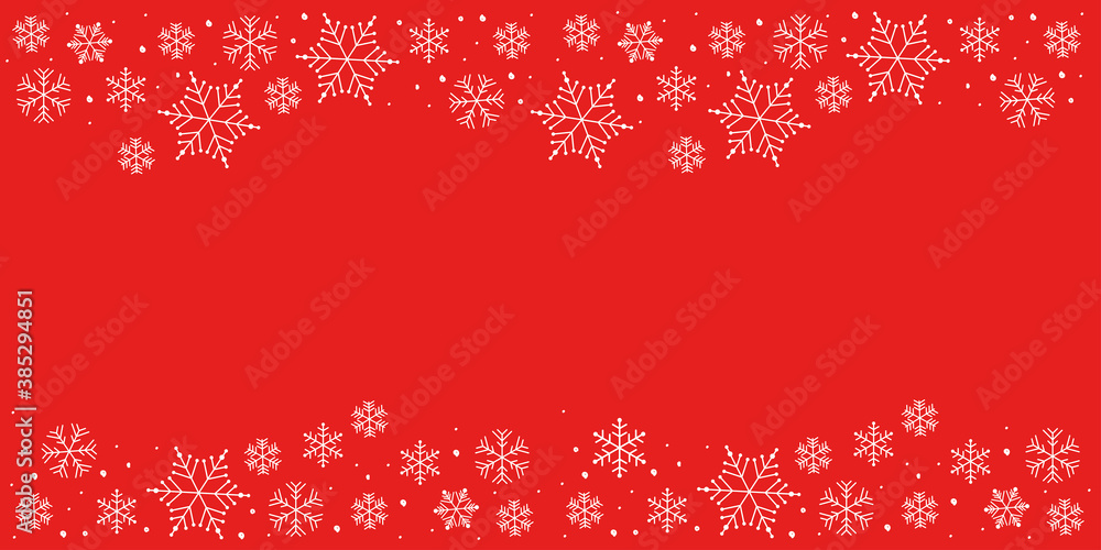 Płatki śniegu na czerwonym tle wektor - obrazy, fototapety, plakaty 