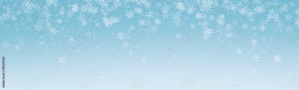 Banner Snow flake on Blue Background in Christmas holiday