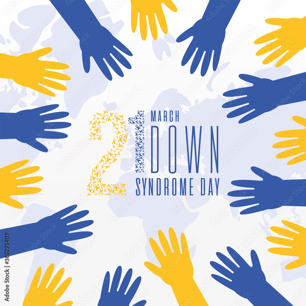 Obraz premium world down syndrome day hands vector design