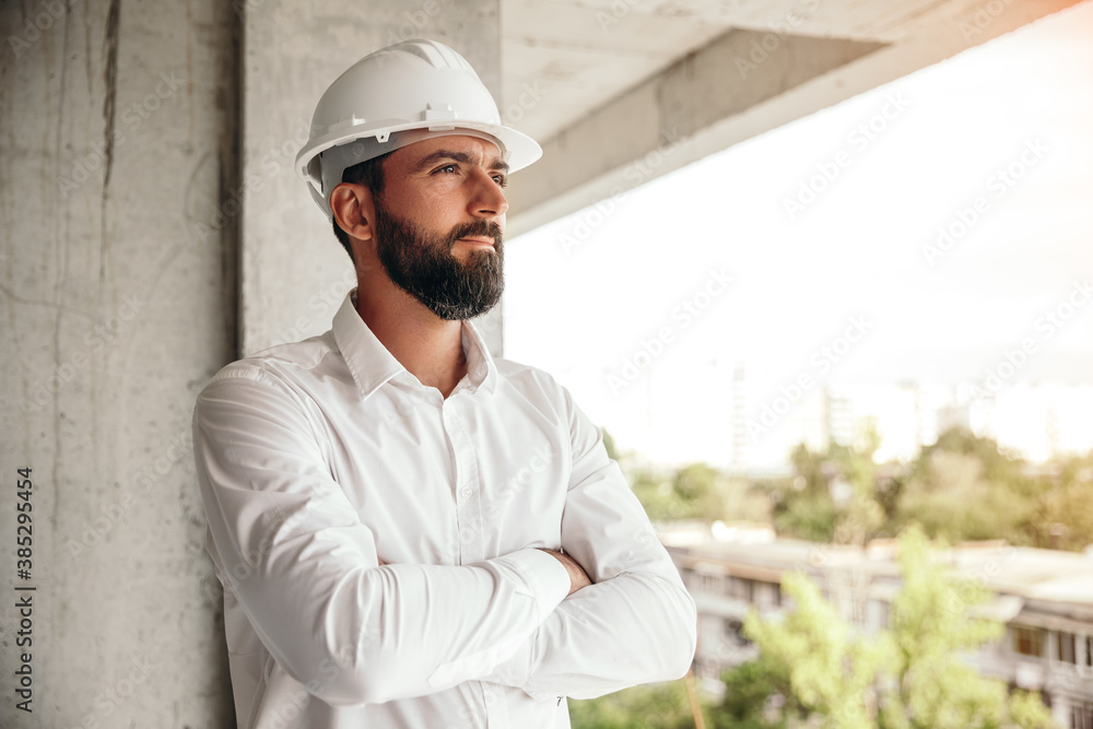 Confident business owner on construction site Confident business owner on construction site