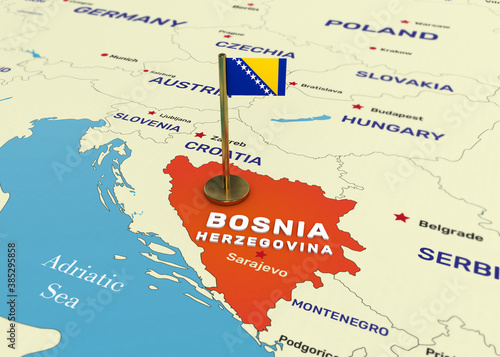 Bosnia Map and Flag