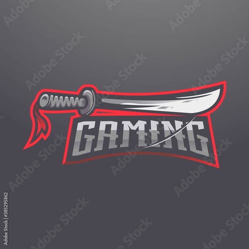 Sword mascot logo design illustration for gaming