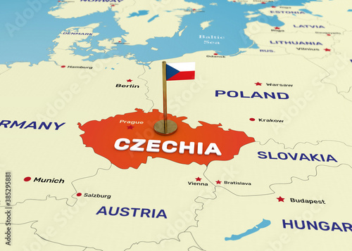 Czechia Map and Flag