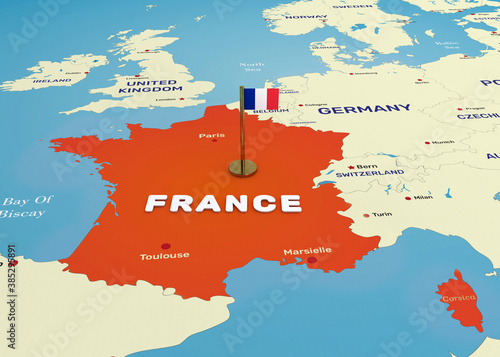 France Map and Flag
