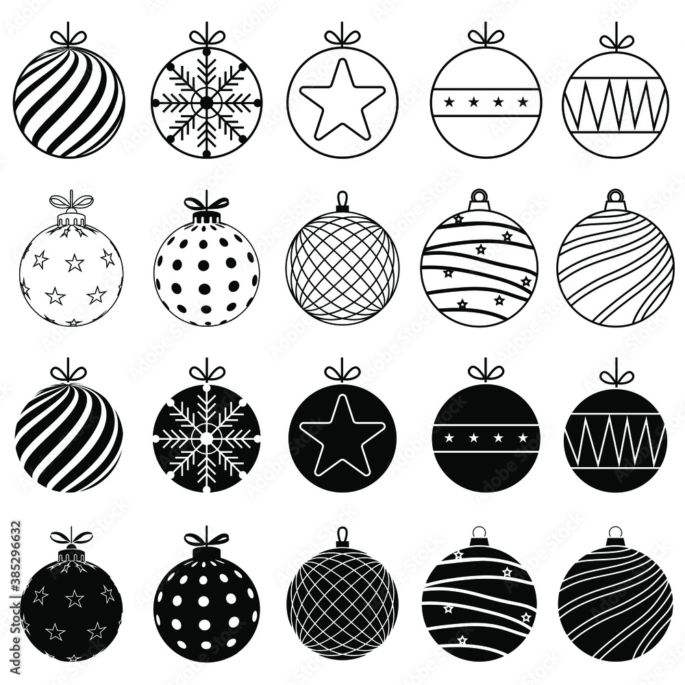 Fototapeta premium Christmas ball icon vector set. christmas toy illustration sign collection. new Year symbol.