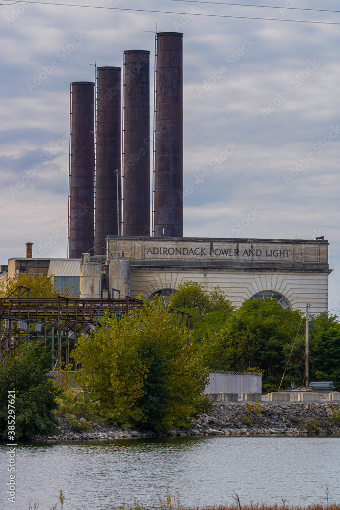 old abandoned Adirondack Power & Light power station located on the Erie Canal
