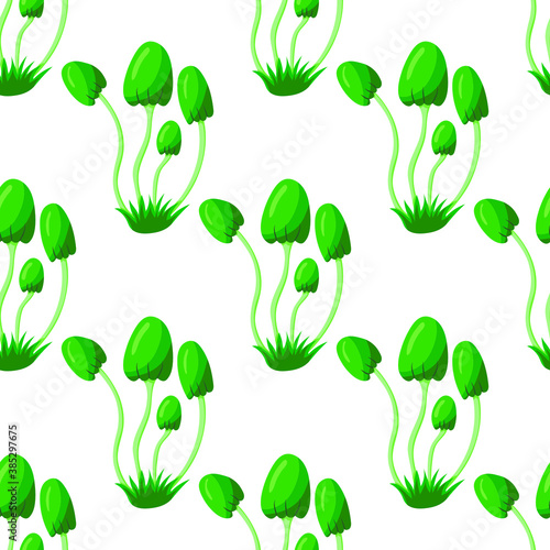 Seamless pattern  inedible mushroom of green color on a white background  vector illustration