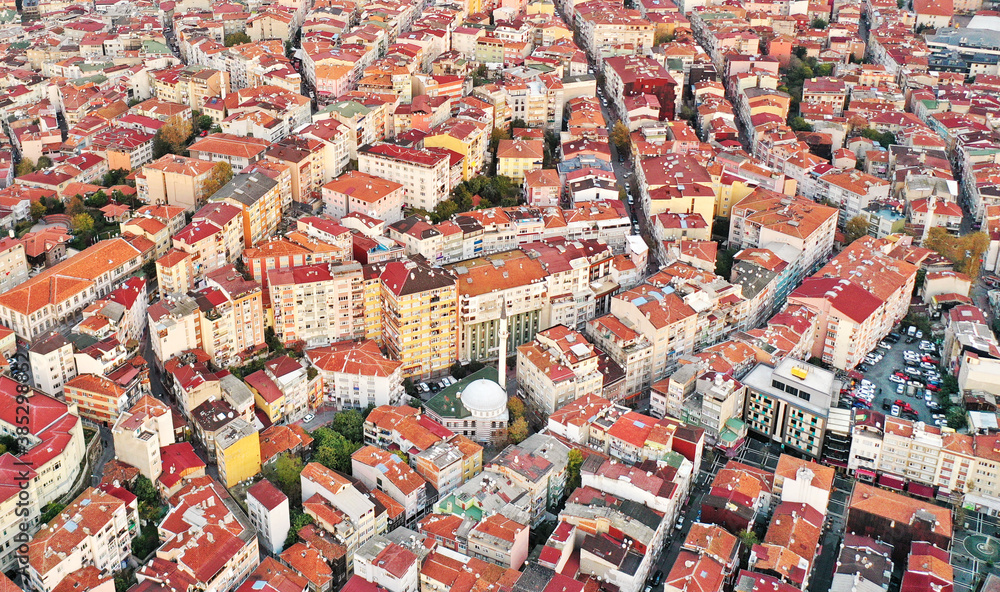Aerial view of downtown in Istanbul, Turkey