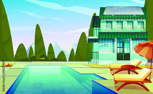 Country house with pool and sun loungers