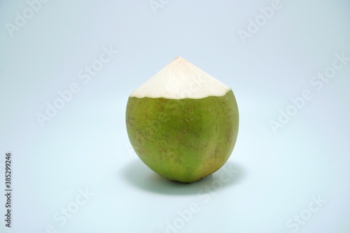 One coconut on a gray background