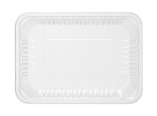 Plastic food box disposable top view (with clipping path) isolated on white background