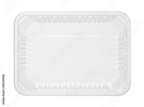 Plastic food box disposable top view (with clipping path) isolated on white background