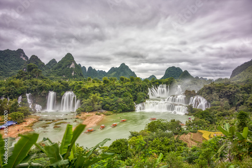 The magnificent scenery of Detian Transnational Waterfall in Guangxi  China