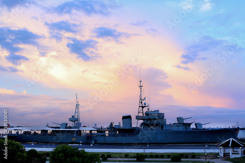 museum ship in Bangkok,Thailand.Famous historical battleship.