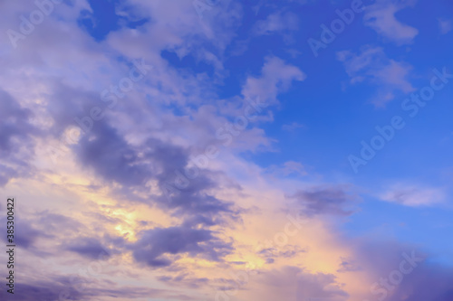 Blue sky and white cloud, autumn sunset background