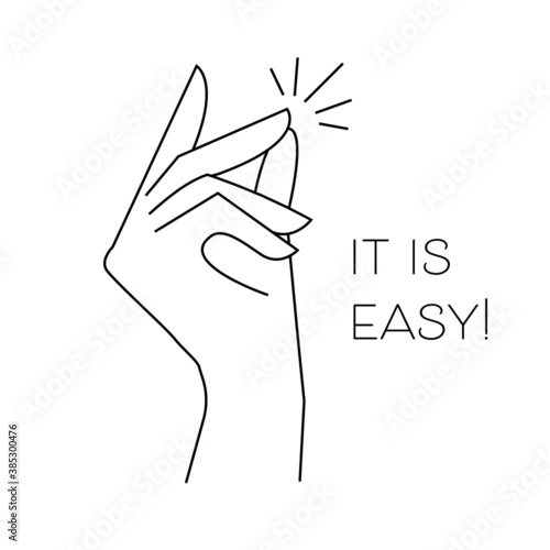 Easy snap man fingers clicking. Winning signal or win expression gestured. Finger snapping hand gesture. Easygoing concept. Vector illustration