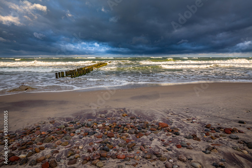 Baltic sea with wavebreaker photo