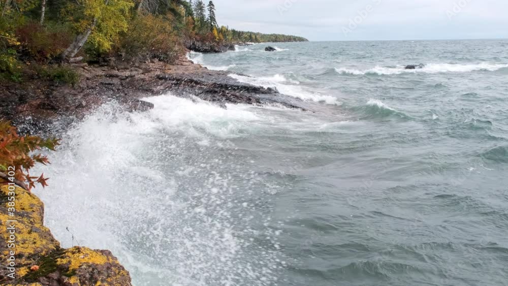 Big Waves On Lake Superior Shoreline Big Waves On Lake Superior Shoreline