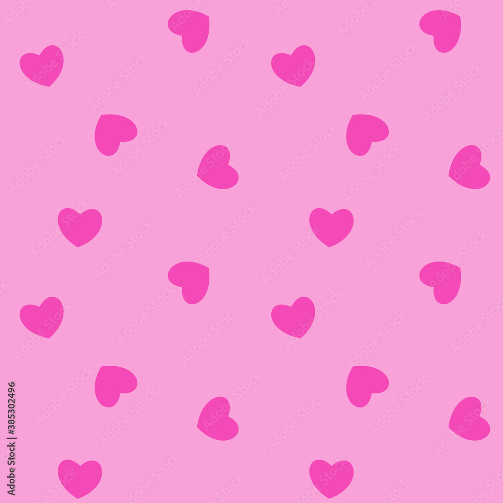 Romantic seamless pattern with pink hearts. Vector illustration. Image for Valentine's poster or cover. Repeating, endless design. Print for textiles, fabric, wallpaper, cards, gift wrap and clothes