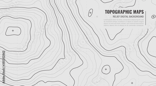 Stampa su tela Stylized Height of Topographic Contour in Lines