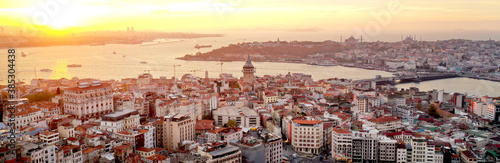 Panorama aerial view of the new town Karaköy in Istanbul, Turkey