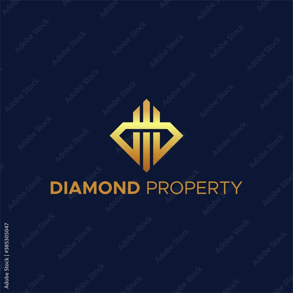 Fototapeta premium diamond property logo design unique
