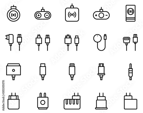 Simple set of  USB chargers icon on white background.