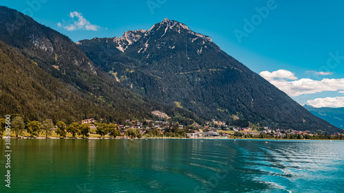 Beautiful alpine view with reflections at the famous Achensee, Pertisau, Tyrol, Austria