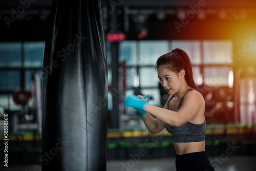 woman in boxing gloves