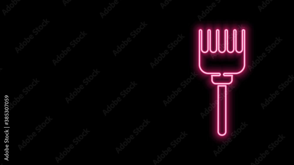 Glowing neon line Hairbrush icon isolated on black background. Comb hair sign. Barber symbol. 4K Video motion graphic animation Glowing neon line Hairbrush icon isolated on black background. Comb hair sign. Barber symbol. 4K Video motion graphic animation