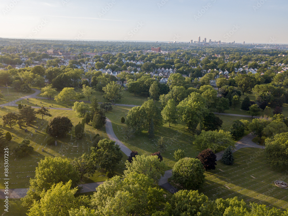 Parma Ohio parks with Cleveland in the background