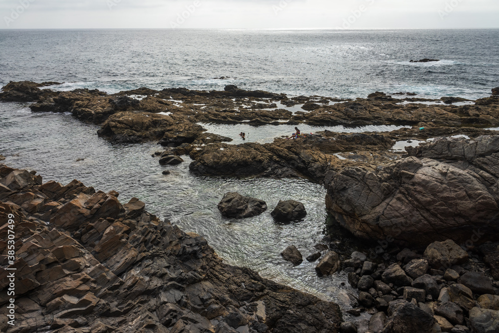 Rocky coast of the Atlantic Ocean. Fuerteventura. Canary Islands. Spain.