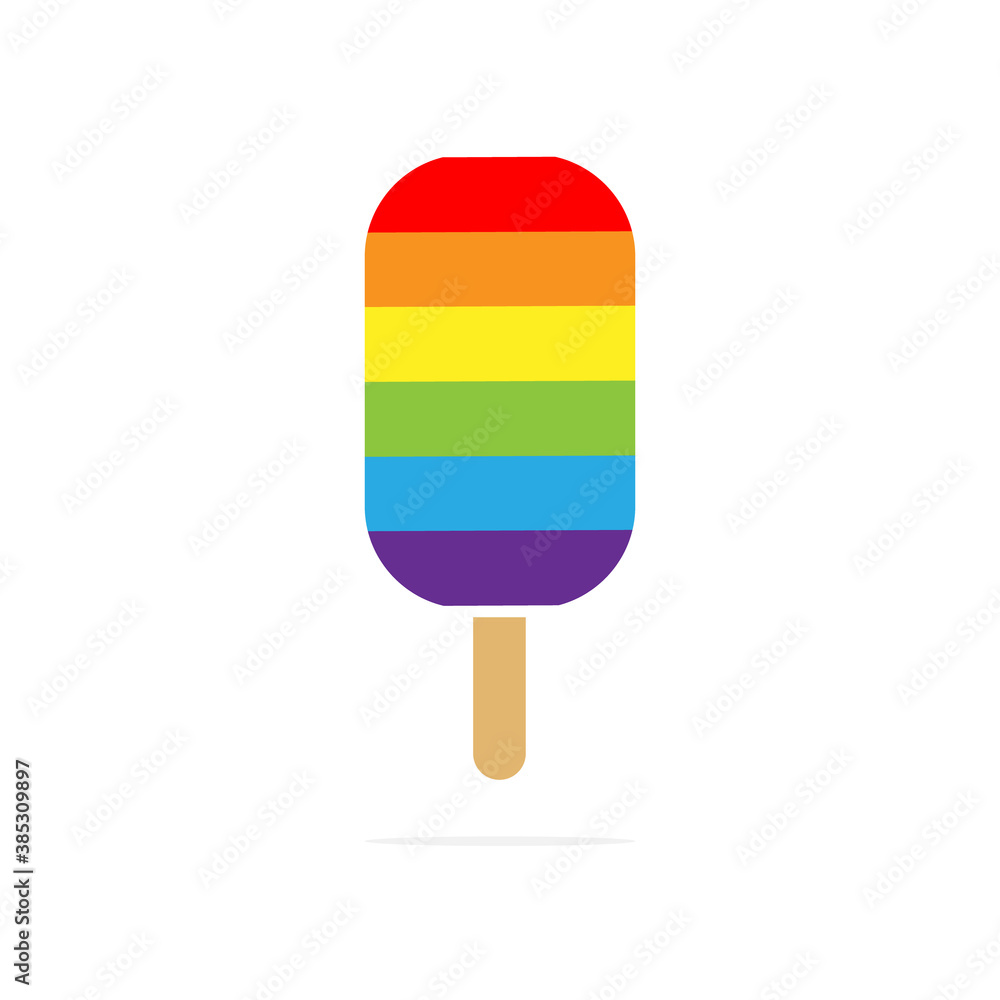 Rainbow ice cream icon. Ice colorful symbol. Sweet food vector illustration isolated on white. Rainbow ice cream icon. Ice colorful symbol. Sweet food vector illustration isolated on white.