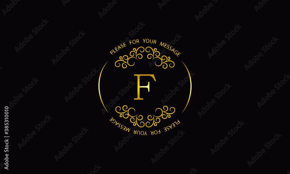 Graceful gold monogram design template. Elegant logo with F sign for royalty, business card, boutique, hotel, heraldic, jewelry. Graceful gold monogram design template. Elegant logo with F sign for royalty, business card, boutique, hotel, heraldic, jewelry.