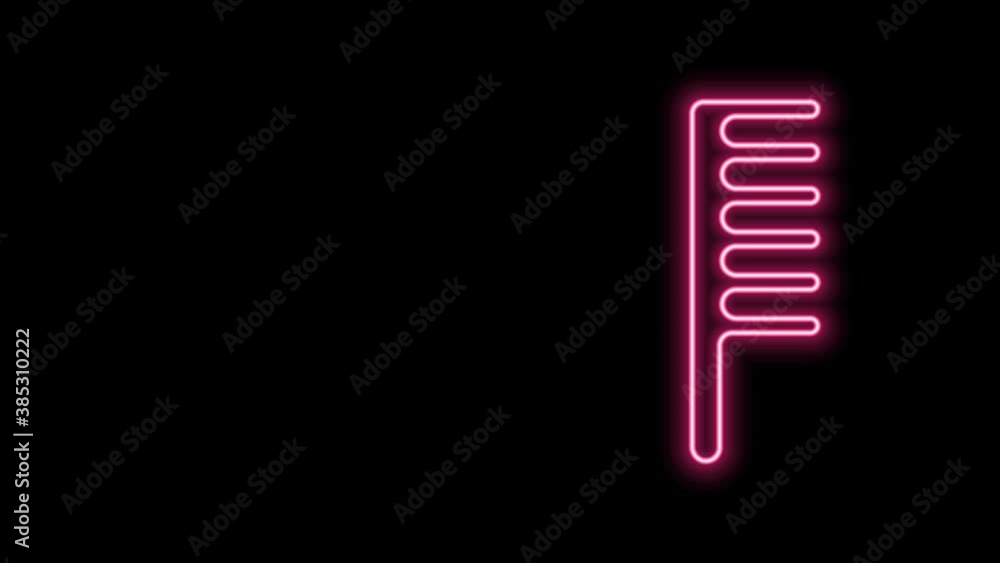 Glowing neon line Hairbrush icon isolated on black background. Comb hair sign. Barber symbol. 4K Video motion graphic animation Glowing neon line Hairbrush icon isolated on black background. Comb hair sign. Barber symbol. 4K Video motion graphic animation