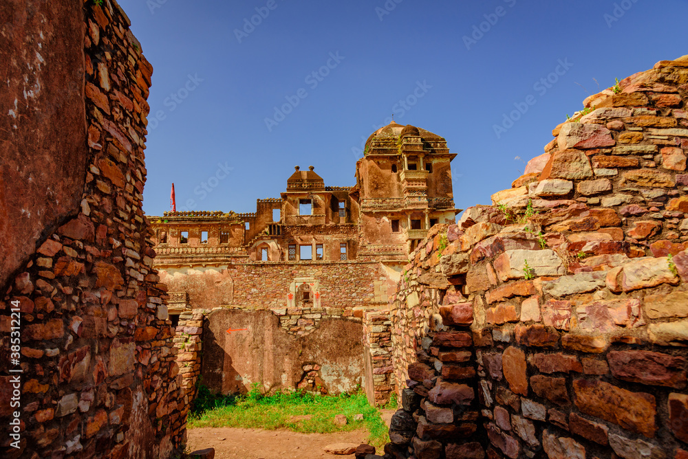 Ruins of Haveli or Mansion of Commander Jaymal Fatta  on the fort of Chittorgarh, Rajasthan.