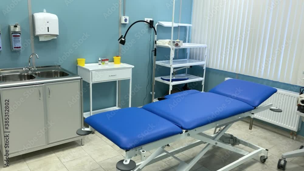 hospital room in hospital with blue blood gurney hospital room in hospital with blue blood gurney