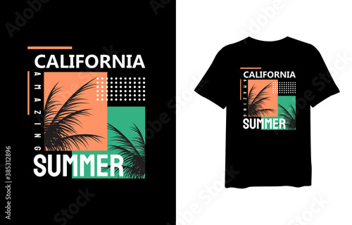 California summer, stylish t-shirts and trendy clothing designs with lettering, and printable, vector illustration designs.