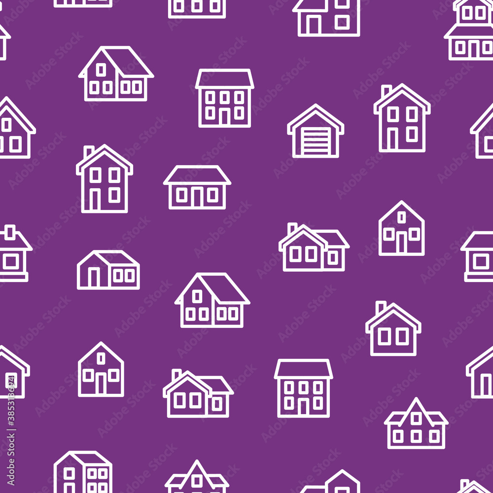 Home Signs Thin Line Concept Seamless Pattern Background . Vector