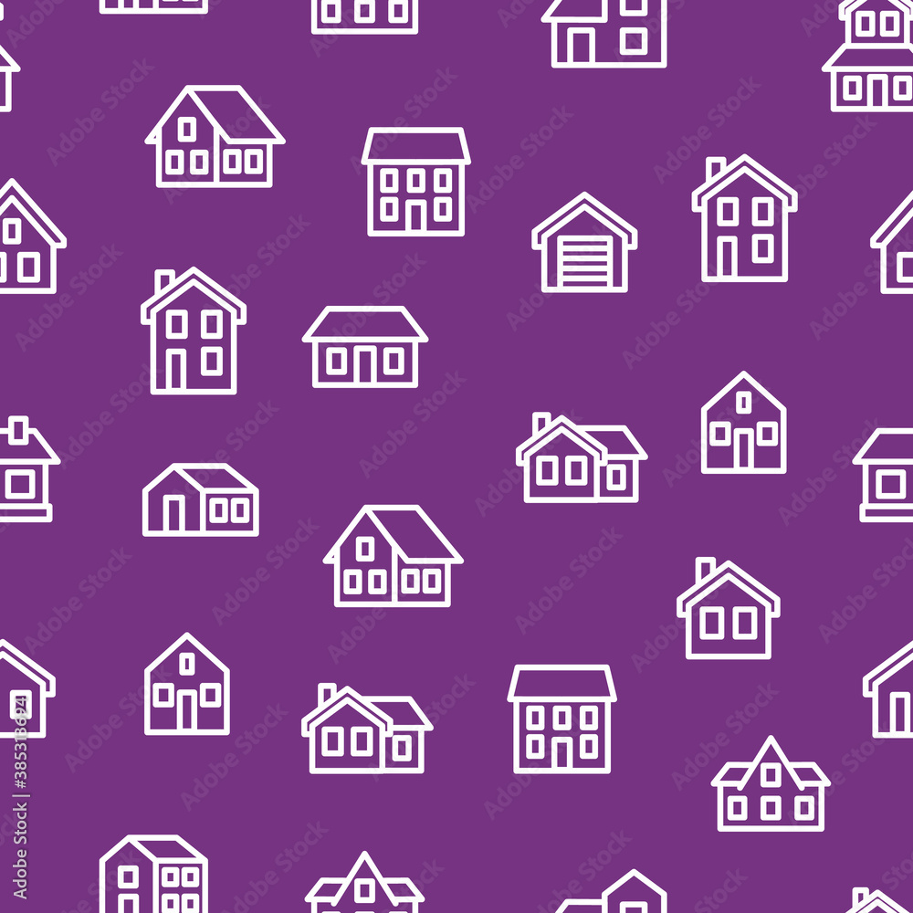 Home Signs Thin Line Concept Seamless Pattern Background . Vector Home Signs Thin Line Concept Seamless Pattern Background . Vector