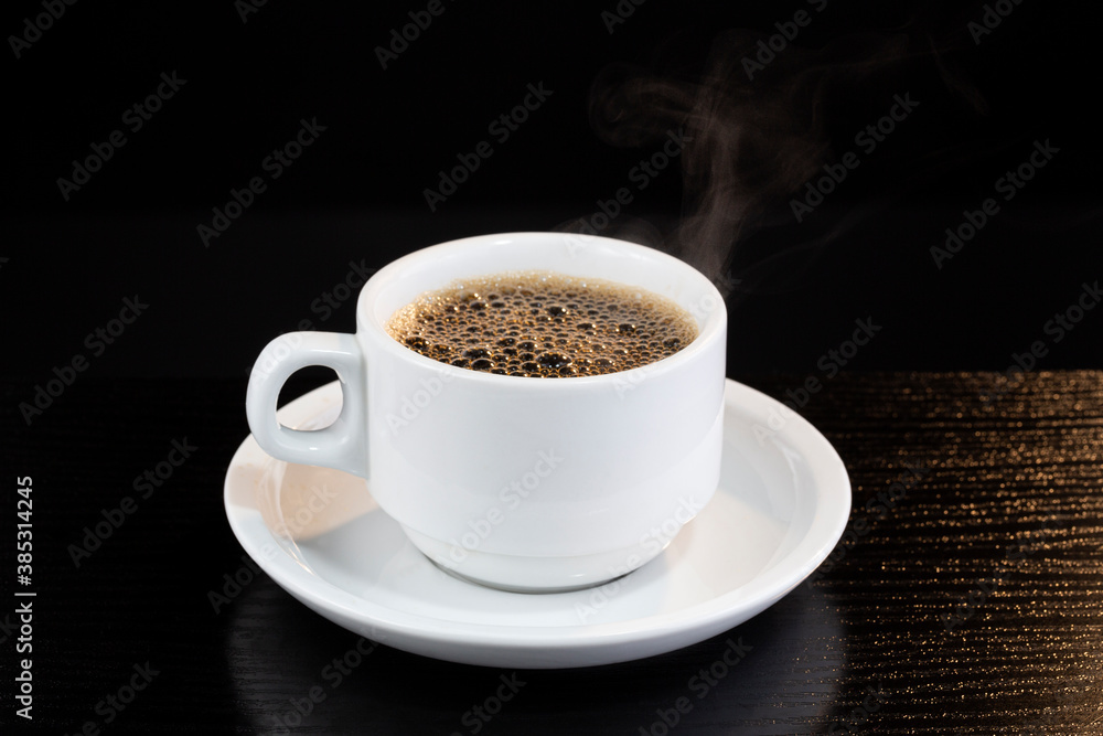Hot black coffee served in a cup Hot black coffee served in a cup