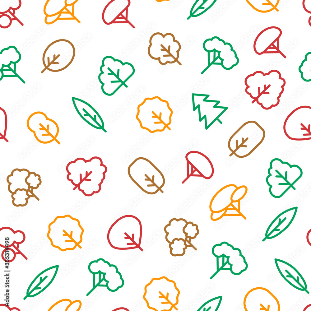 Trees Signs Thin Line Concept Seamless Pattern Background . Vector