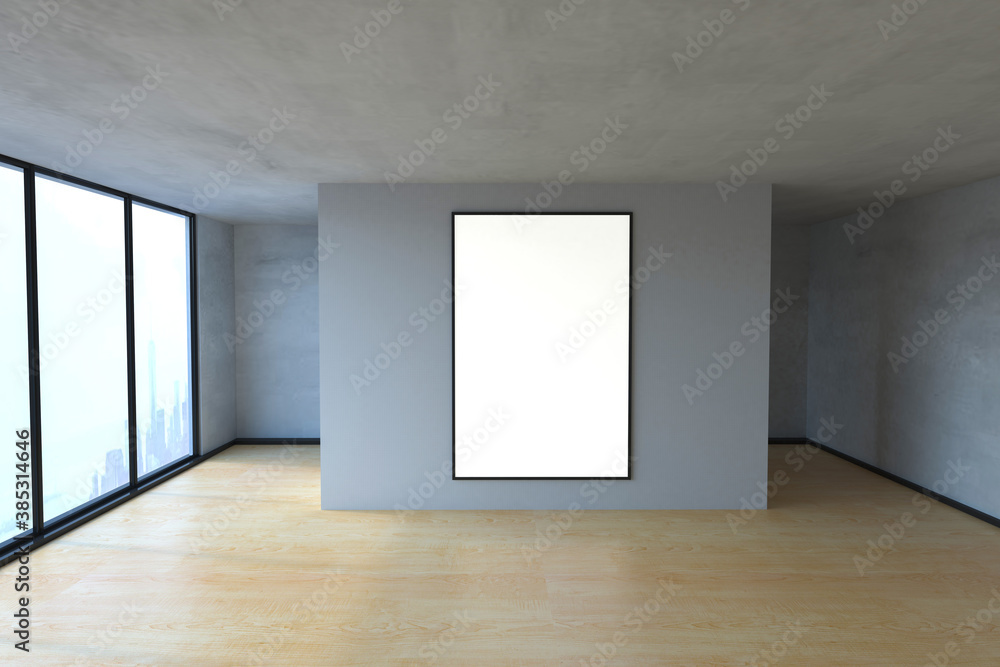 Fototapeta premium interior with large window. 3d illustration